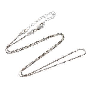 Estate Italy Sterling Silver 925 0.9mm Box Chain Necklace 16"-18"